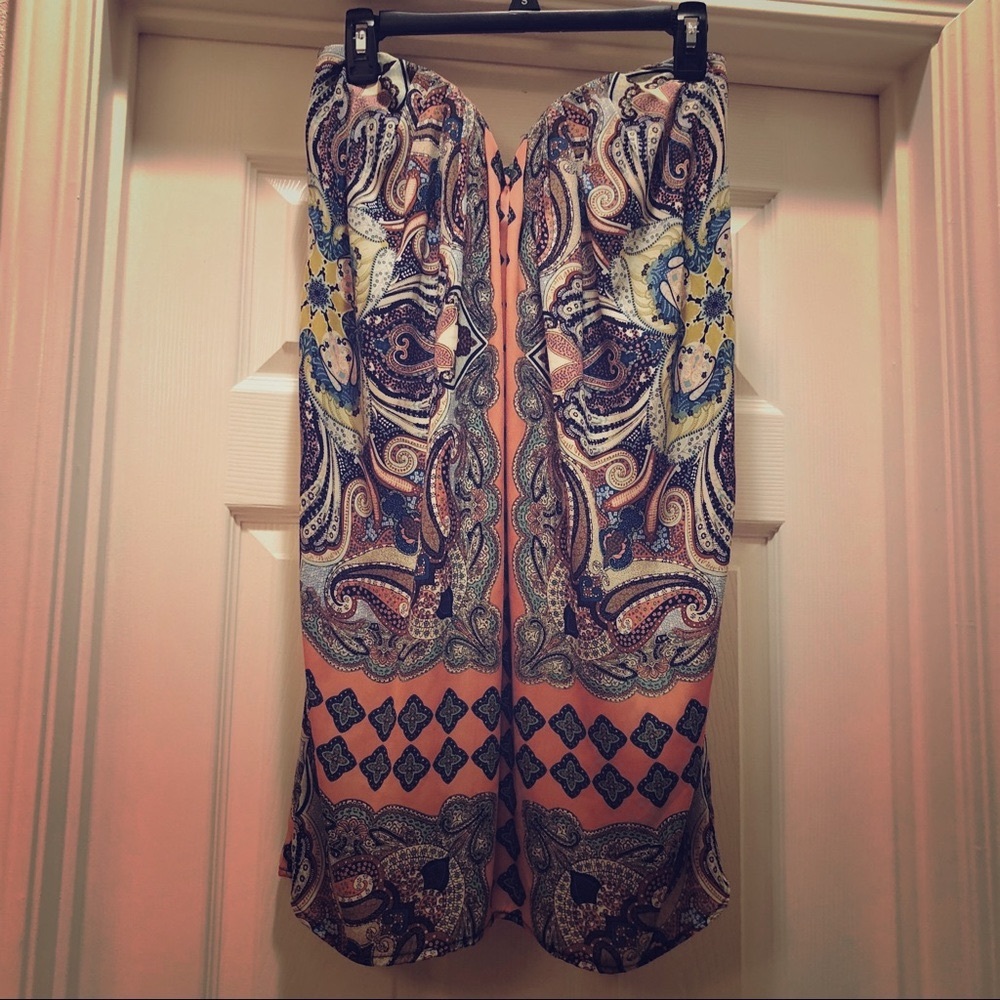 Strapless Boho Chic Short Flowy Dress